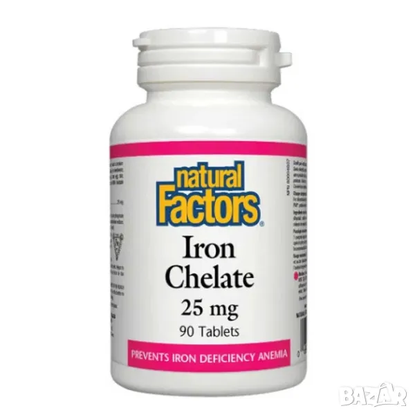 Natural Factors Iron Chelate Желязо 85/ 90 таблетки , снимка 1