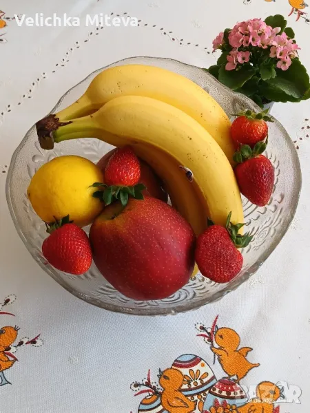 Арт стъклена купа -фруктиера, снимка 1