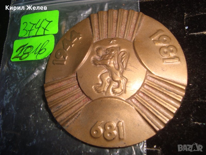 13 ВЕКА БЪЛГАРИЯ МАСИВЕН РЯДЪК БРОНЗОВ ПЛАКЕТ 1981г.  3747, снимка 1