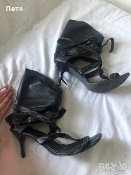 Дамски черни сандали от естесвена кожа, снимка 1