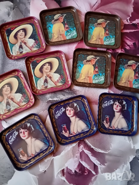 Комплект от 10бр. Оригинални ретро чинийки Coca-Cola, снимка 1