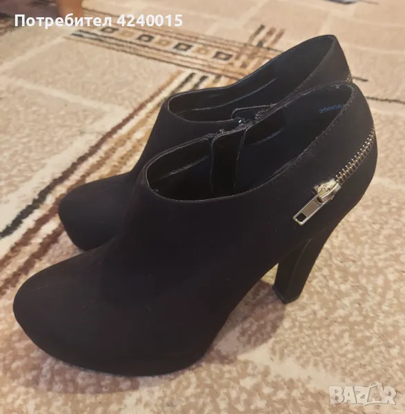 Дамски велурени обувки на ток , снимка 1