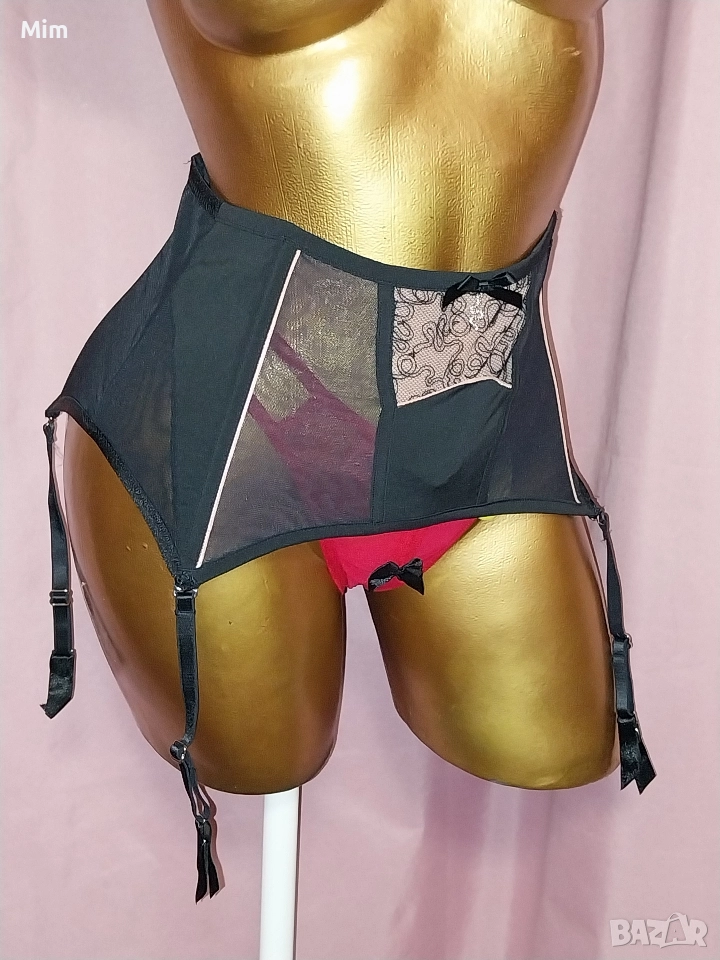 Hunkemoller M Черен еластичен колан с жартиери за чорапи , снимка 1