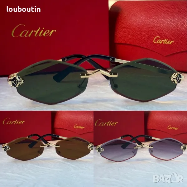 Cartier 2024 дамски слънчеви очила ромб 3 цвята, снимка 1