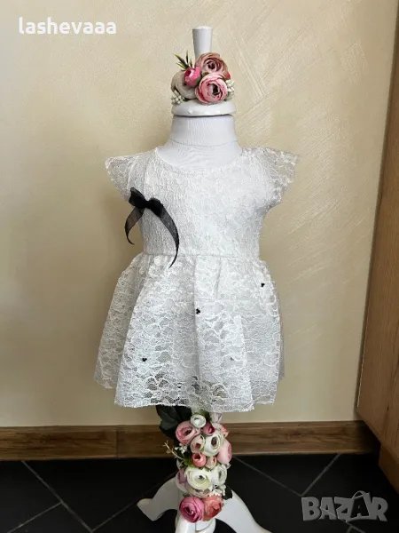 Рокля за момиче в бяло и черно, снимка 1