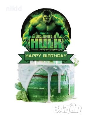 Хълк Hulk happy birthday топер украса за торта декор парти рожден ден, снимка 1