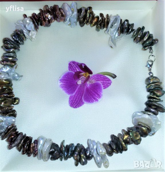 Шикозно колие с естествени перли и седеф, снимка 1