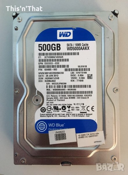 2 бр Харда WD Blue 500GB, и Seagate BarraCuda 500GB, снимка 1