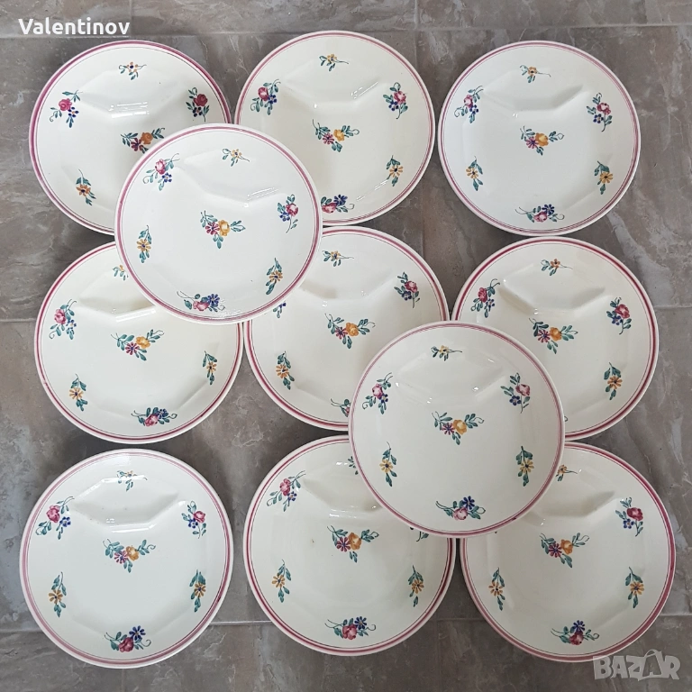 Старинен керамичен сервиз чинии- Dieppe- Франция , снимка 1