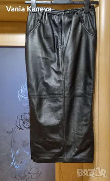  Кожена пола. Естествена кожа. Нова. Размер М, Л.Дължина 80 см. Два странични ципа ., снимка 1