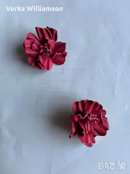 Розови обици от кожа модел 45, снимка 1