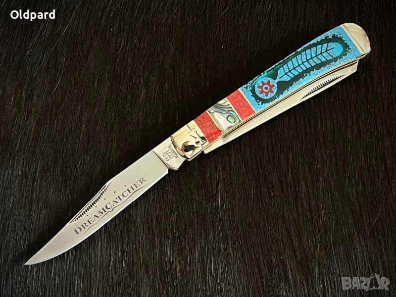 Колекционерски сгъваем джобен нож с две остриета RR Dreamcatcher Trapper. (RR1525), снимка 1