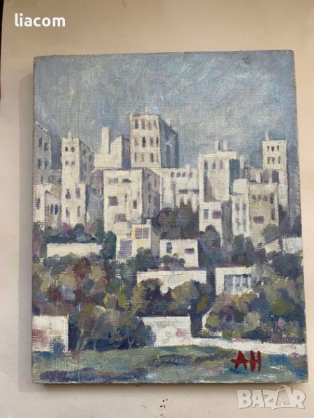 АНГЕЛ НИНОВ (1927-2017) Картина масло/платно/ градски пейзаж, снимка 1