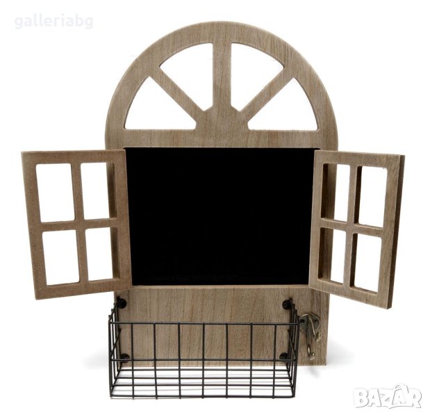 Декоративна закачалка с форма на прозорец с метално кошче, снимка 1