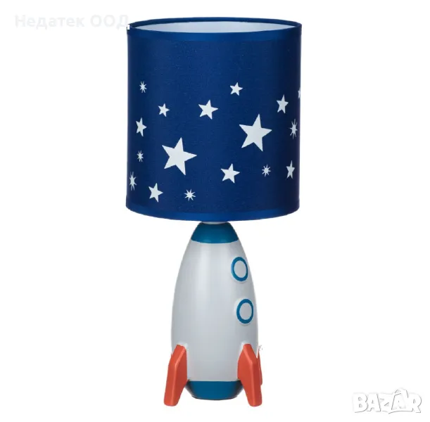 Детска настолна лампа, 3D ракета,14x14x31см, Синя, снимка 1