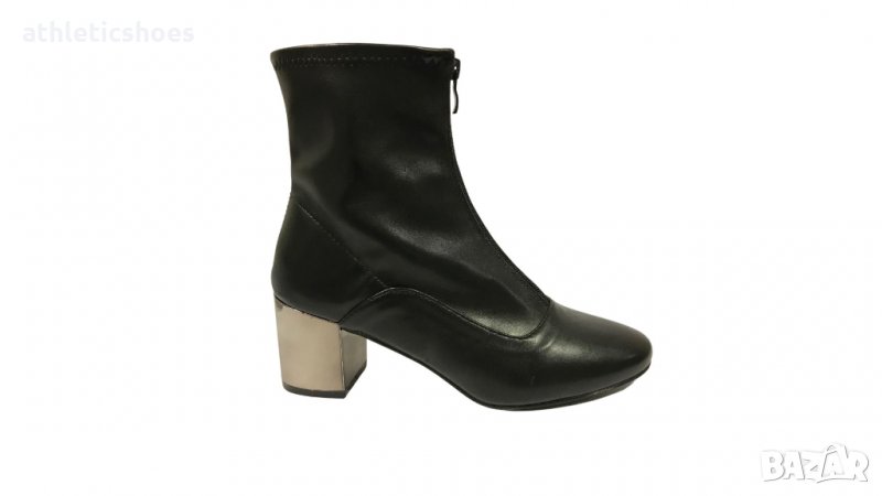 Дамски черни кожени боти на ток-190453/ПРОМОЦИЯ, снимка 1