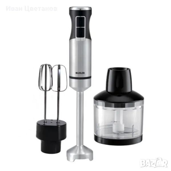 Пасатор с миксер и чопър 3в1 Muhler MB-99S, 1000W, метален, снимка 1