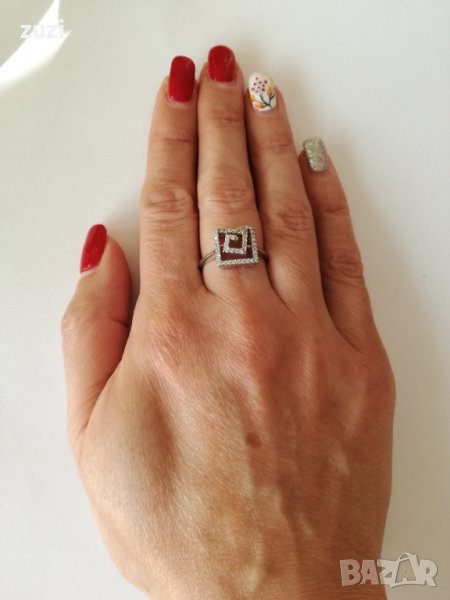 Сребърен пръстен с бели цирконий. Сребро проба 925., снимка 1