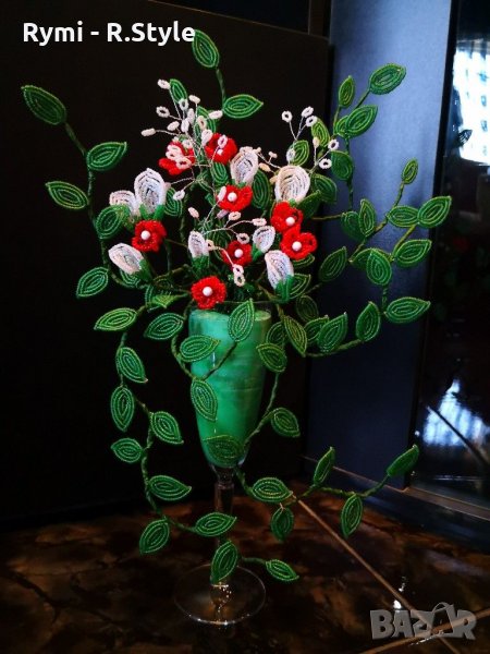 Ръчна изработка на цветя и дръвчета с мъниста, снимка 1