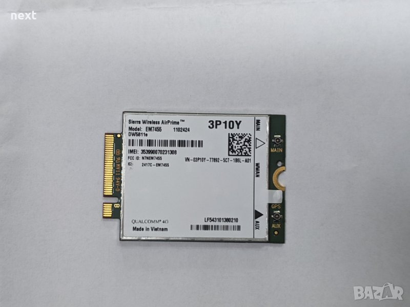 4G модул Dell EM7455 WWAN Card DW5811E 3P10Y 4G LTE, снимка 1