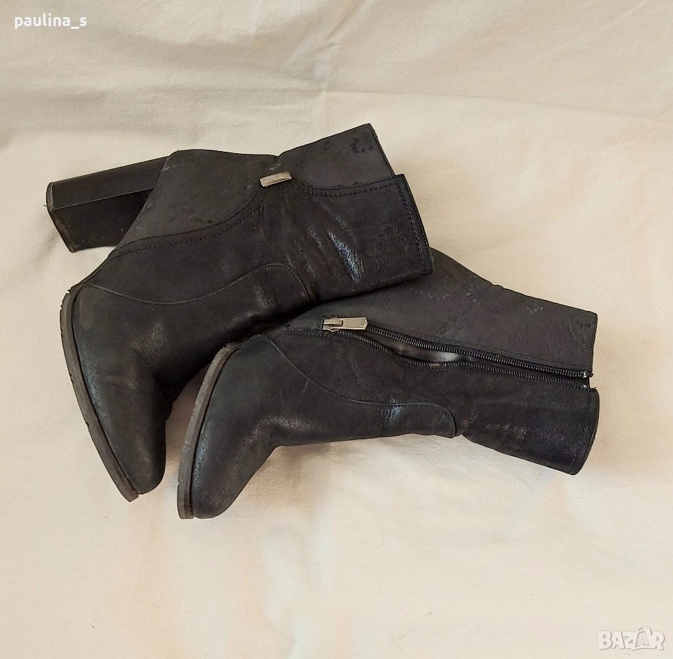 "Eliza" collection / Дамски боти от естествена кожа на ток, снимка 1