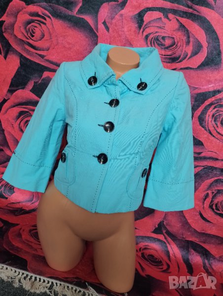 Светло синьо късо сако с копчета С, снимка 1