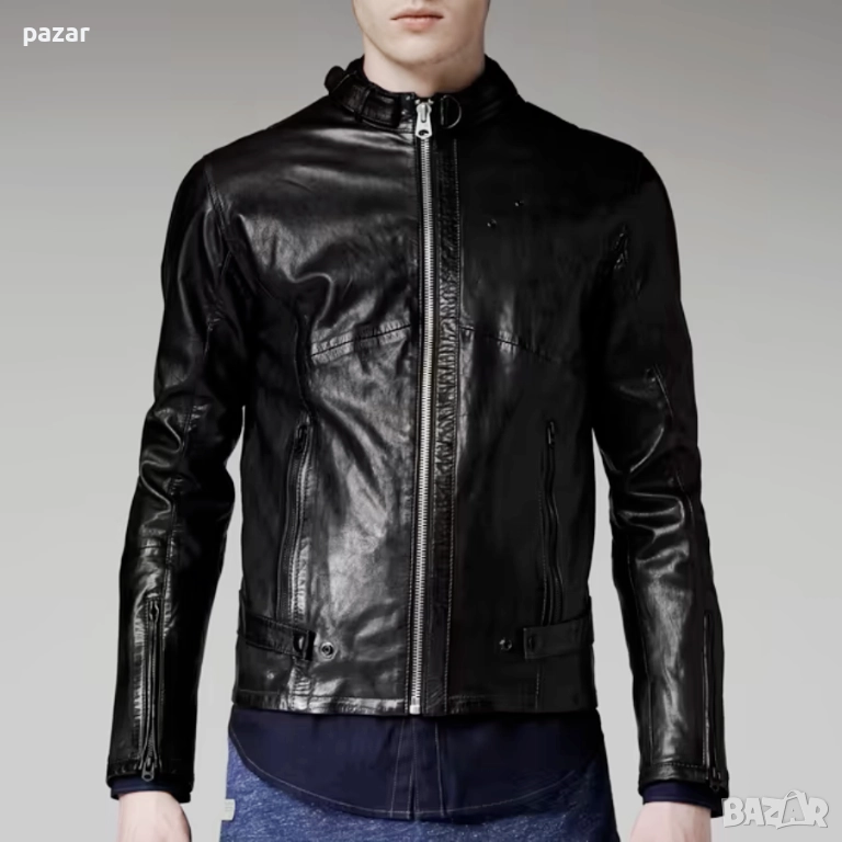 G-STAR RAW Chopper Leather Jacket Оригинално Кожено Яке S, снимка 1