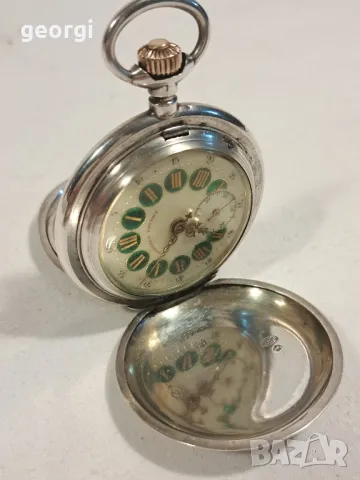 швейцарски сребърен джобен часовник Postala patent уникат, снимка 2 - Антикварни и старинни предмети - 47681558