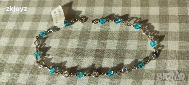 НОВА СРЕБЪРНА ГРИВНА ЗА КРАК С ЦИРКОНИИ 4.30 ГРАМА/ ПРОБА 925 