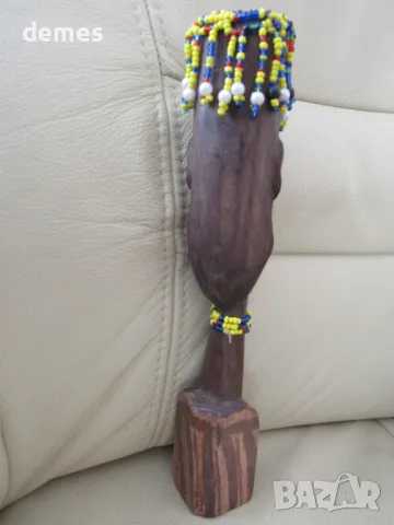 Глава на мъж-фигура от кралски абанос от Етиопия, Африка, снимка 3 - Колекции - 50425984