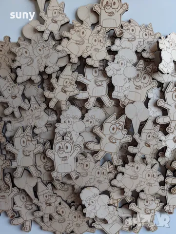 Дървени фигурки за оцветяване Блуи и Бинго, снимка 3 - Фигурки - 50400643