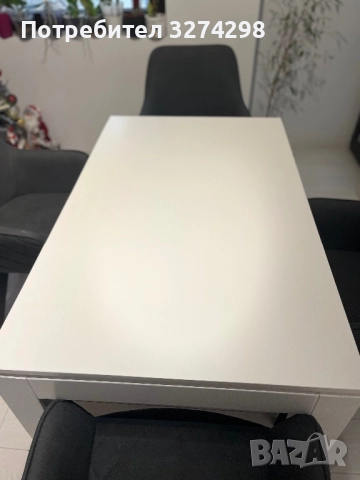 Трапезна разтегателна маса -бял гланц, снимка 3 - Маси - 52720283