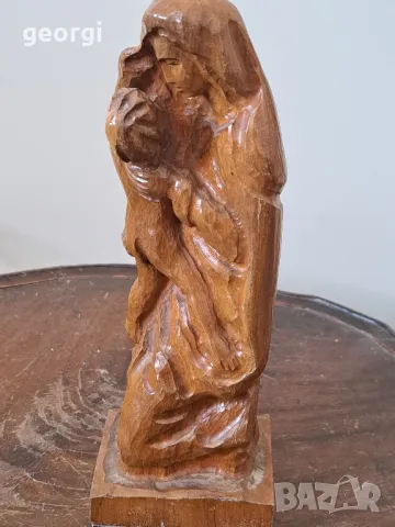 дървена статуетка майка с дете    5/1, снимка 2 - Статуетки - 49076563