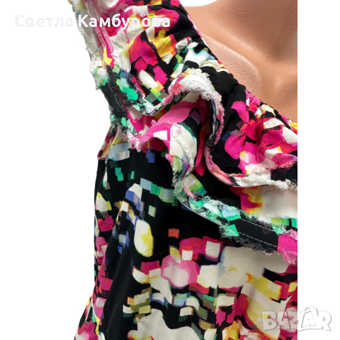 Елегантна рокля H&M размер XL шарена едно рамо, снимка 3 - Рокли - 44586104