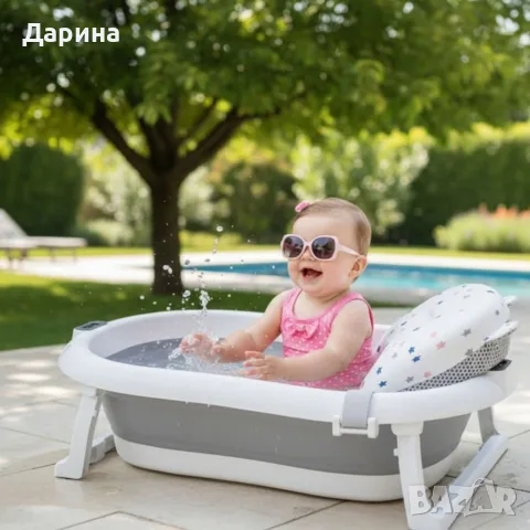 сгъваема ваничка с възглавница и термометър, снимка 3 - За банята - 56041282