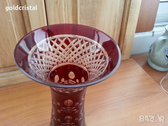 Кристална ваза цветен червен кристал, снимка 3 - Антикварни и старинни предмети - 36981971