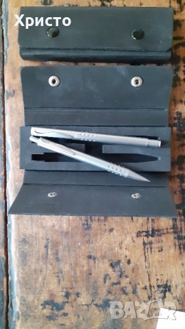 комплект химикалка и ролер, масивен метал в калъф