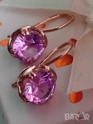 Антикварни  руски златни ажурени обеци с Александрит синтетичен