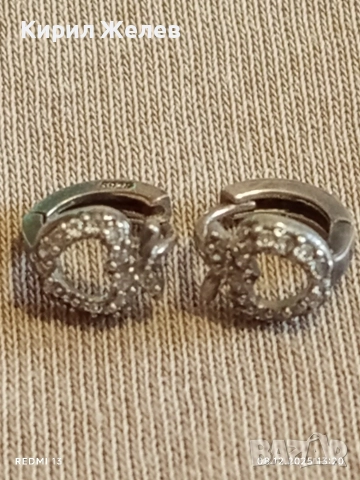 Елегантни сребърни обеци във формата на ЯБЪЛКА с инкрустирани кристали 47158, снимка 7 - Обеци - 52689248
