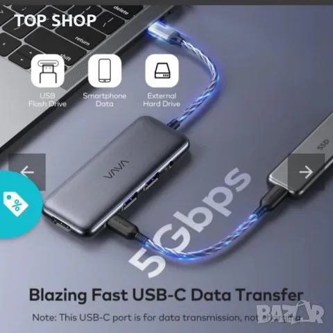 VAVA USB-C Hub, 8-in-1 USB-C Adaptor, снимка 4 - Друга електроника - 48735187