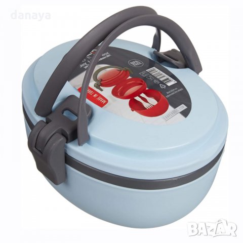 1782 Малка детска кутия за храна с 2 отделения и прибори, снимка 2 - Кутии за храна - 30852016