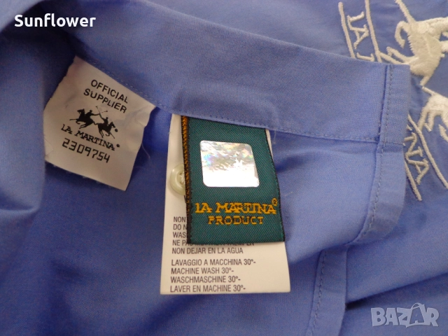 Дамска вталена синя риза La Martina, размер S, снимка 8 - Ризи - 52090593