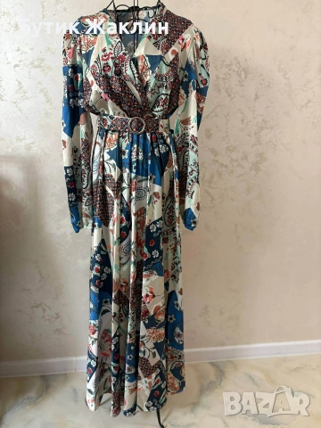 Дълга сатенена рокля , снимка 3 - Рокли - 54102212