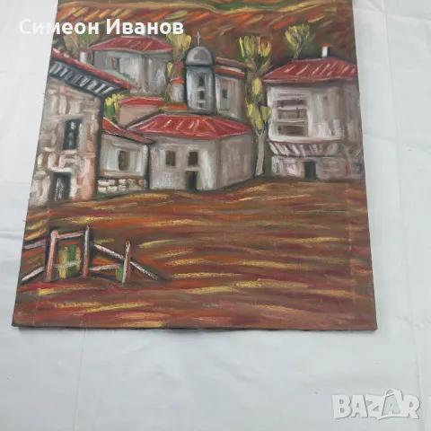 Интересна стара картина пейзаж на платно SG2006, снимка 2 - Картини - 47576162