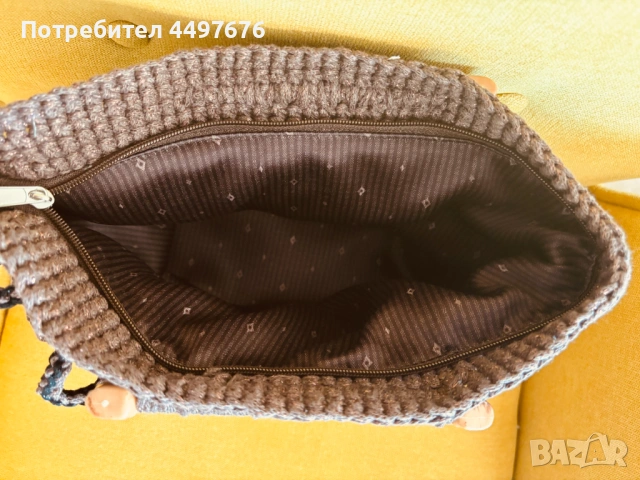 ръчно изплетена дамска чанта на една кука с хастар, снимка 3 - Чанти - 54205067
