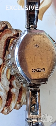 Ретро часовник Rotary 925 сребро с камъни 1960г, снимка 4 - Дамски - 51478318