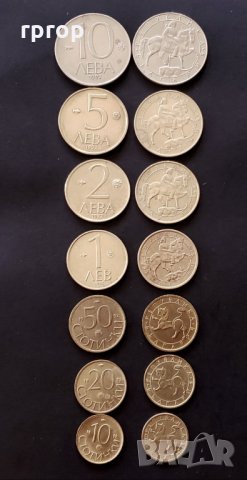Монети. Много добре запазени. България . 10 ,20, 50 стотинки, 1, 2, 5, 10 лева от 1992 г. 14 бройки.