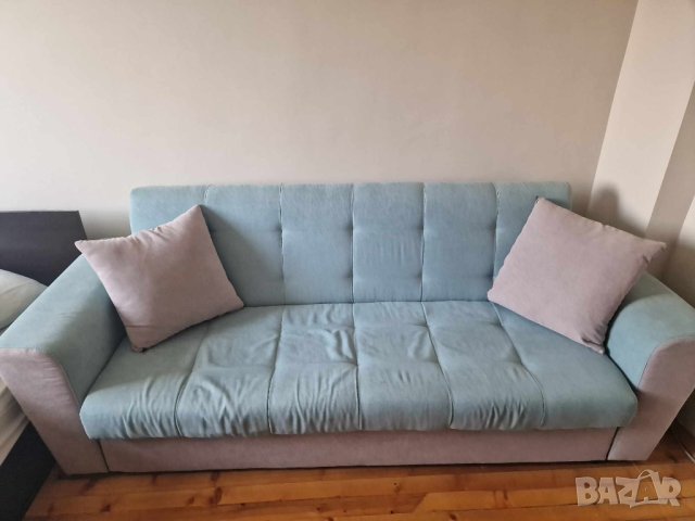 Разтегателен диван , мента + светло кафяв, снимка 1 - Дивани и мека мебел - 42548776