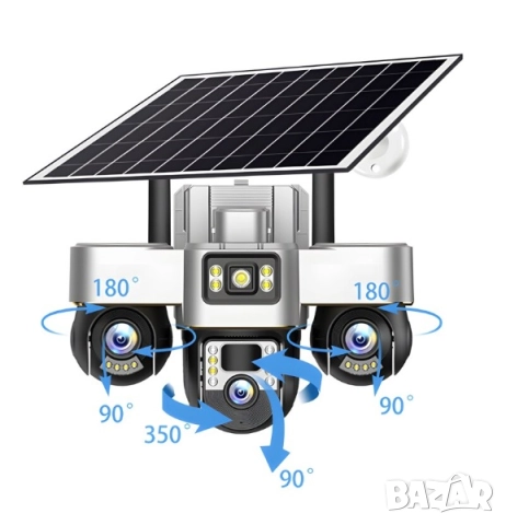 Камера за наблюдение със соларен панел V380Pro 4G, SIM карта, 18MP Full HD, 3 зони за наблюдаваниe, снимка 12 - IP камери - 52235537