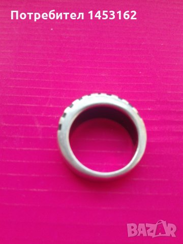 Сребърна масивна халка с оникс, снимка 2 - Пръстени - 29735052